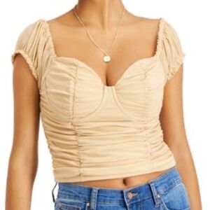 Just Polly Ruched-Front Sweetheart Top Size Small